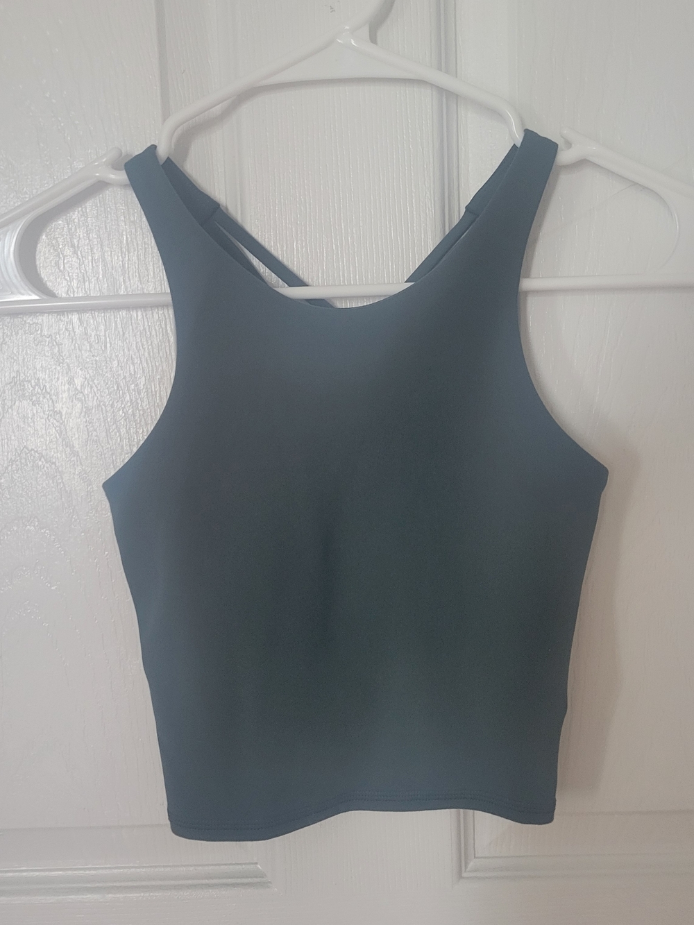 Sleek High-Neck Crop Tank Top - Deep Green